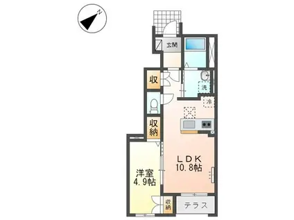 IHATOV(1LDK/1階)の間取り写真