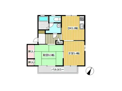 フレグランスシルク(2DK/2階)の間取り写真