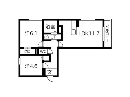 VILLA LE EUPHORIA AKASHI・OKUBOCHOヴ(2LDK/1階)の間取り写真