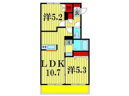 グランコートハイツ(2LDK/2階)の間取り写真