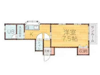 カヤバマンション(1K/1階)の間取り写真