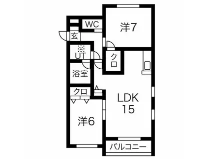 札幌市電 西線６条駅 徒歩4分 3階建 築10年(2LDK/2階)の間取り写真