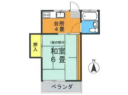 西武池袋線 石神井公園駅 徒歩6分 2階建 築37年(1DK/2階)の間取り写真
