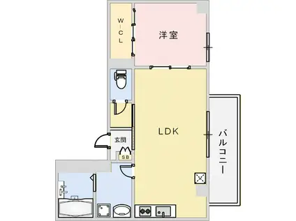 サンシエ神戸元町(1LDK/2階)の間取り写真