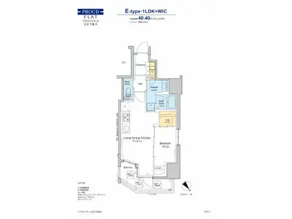 プラウドフラット文京千駄木(1LDK/10階)の間取り写真