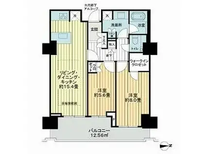 プラウドタワー芝浦(2LDK/16階)の間取り写真