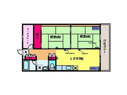 グランドハイツ石金(2SLDK/1階)の間取り写真