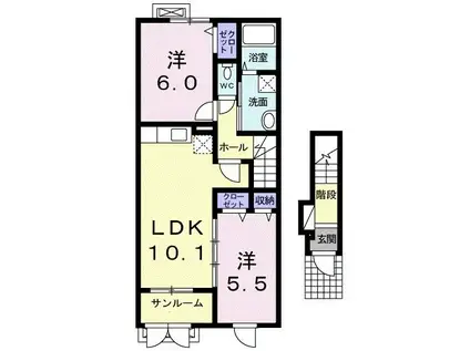 ドゥ・ステージアII(2LDK/2階)の間取り写真