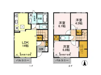 ラシーヌ南町(3LDK/1階)の間取り写真