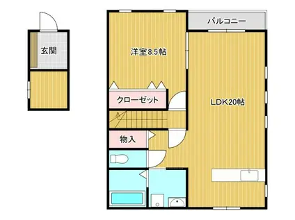 ウォークヘアー2階(1LDK/2階)の間取り写真