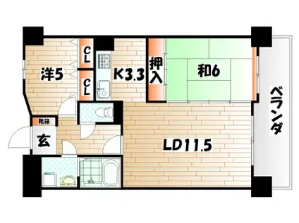 ラビータ北方(2LDK/9階)の間取り写真