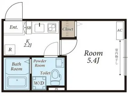 デン鋼管通(1K/1階)の間取り写真