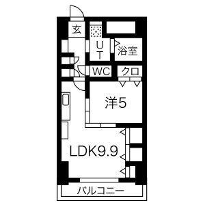 プレステージ千種(1LDK/14階)の間取り写真