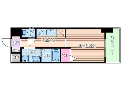 パウゼ大手前(1K/11階)の間取り写真