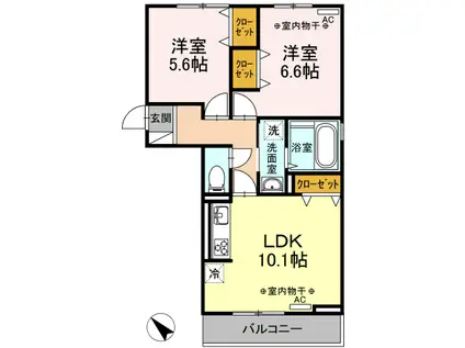 グラテナート(2LDK/2階)の間取り写真