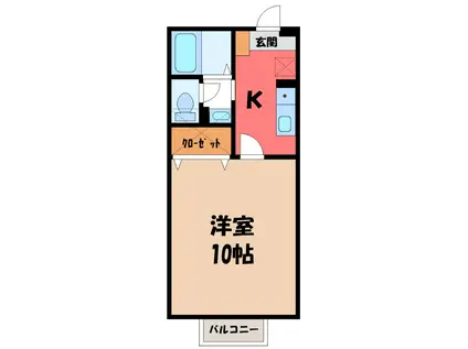 リビングタウン上並榎B(1K/1階)の間取り写真