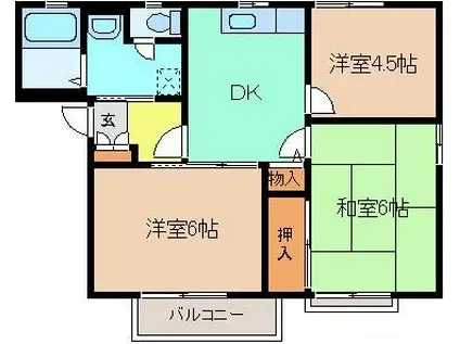 グランドール大間々 A棟(3DK/2階)の間取り写真