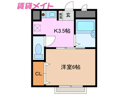 カーサシャルマン(1K/2階)の間取り写真