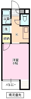サンハイツ妻科(1K/2階)の間取り写真