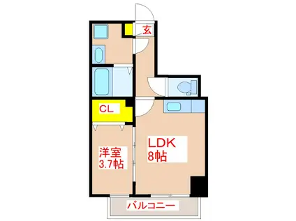 RAISE GARDEN(1LDK/8階)の間取り写真