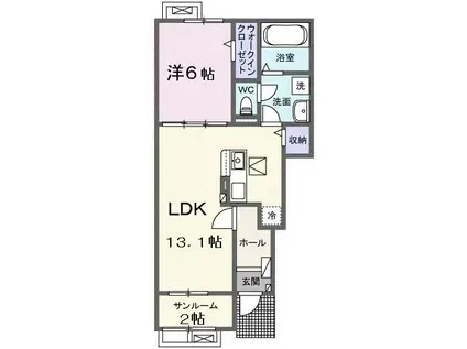 ナイス ハッシー I(1LDK/1階)の間取り写真