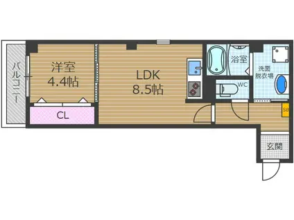 ソリティア茨木(1LDK/1階)の間取り写真