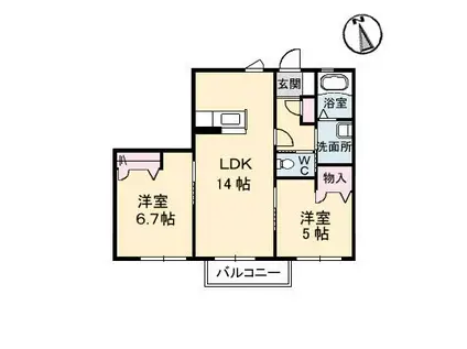 ヴィラーチェ(2LDK/2階)の間取り写真