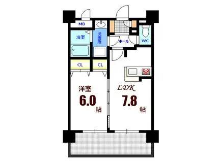 J・GRACE十日市(1LDK/3階)の間取り写真