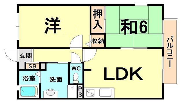 ベアント甲子園(2LDK/2階)の間取り写真