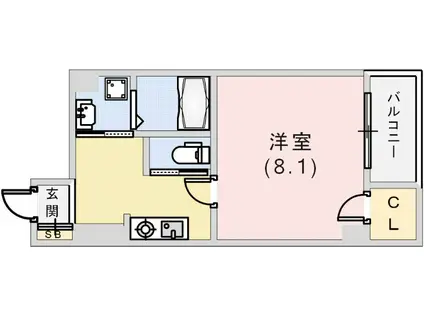 エスポアシティ神戸(1K/2階)の間取り写真