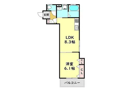 グランデ寿町II(1LDK/3階)の間取り写真