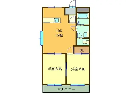 アインスフライハイト(2LDK/1階)の間取り写真