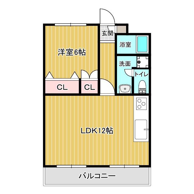 ラフィーネヤマセ(1LDK/2階)の間取り写真