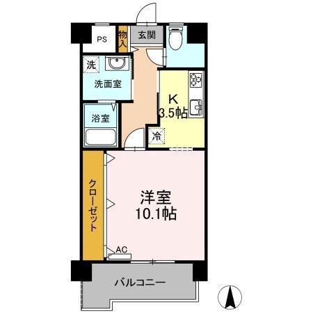 マンションベアーズクラブ(1K/2階)の間取り写真