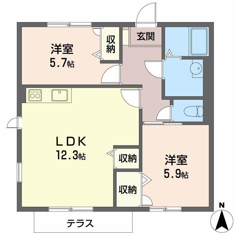 イートンパレス松原(2LDK/1階)の間取り写真