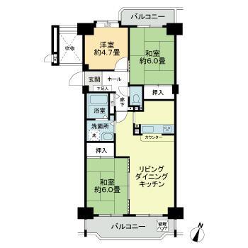 イトーピア第2大曽根マンション(3LDK/11階)の間取り写真