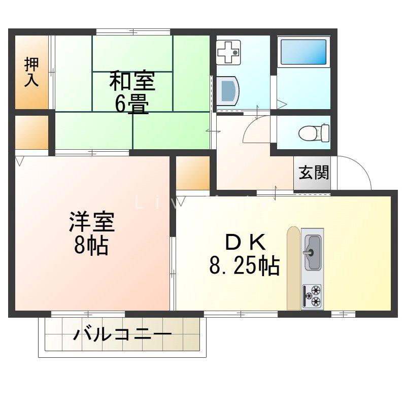 ハートフルハイツ(2DK/2階)の間取り写真