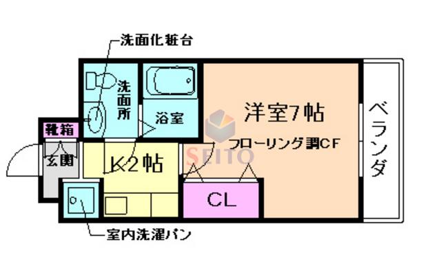 アメリ南桜塚 メゾン国弘(1K/3階)の間取り写真