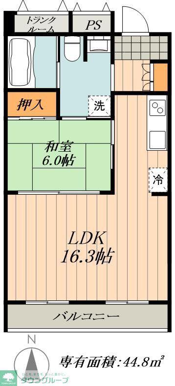 フォレストパーク千鳥(1LDK/2階)の間取り写真