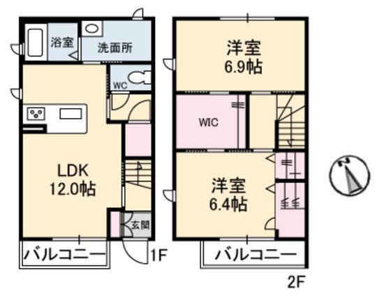 JEUNESSE M(2LDK/1階)の間取り写真