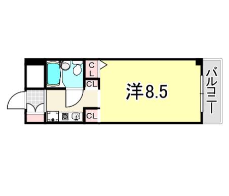 猪名寺パークマンションII(1K/5階)の間取り写真