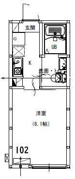 アルサーヴ千葉(1K/1階)の間取り写真