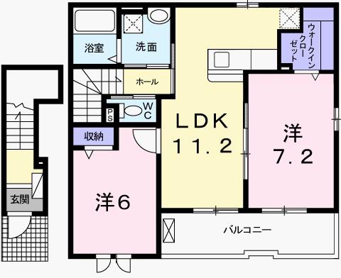 サン ローレル(2LDK/2階)の間取り写真
