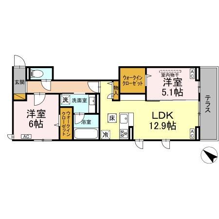 レジデンスヒルトップX(2LDK/2階)の間取り写真