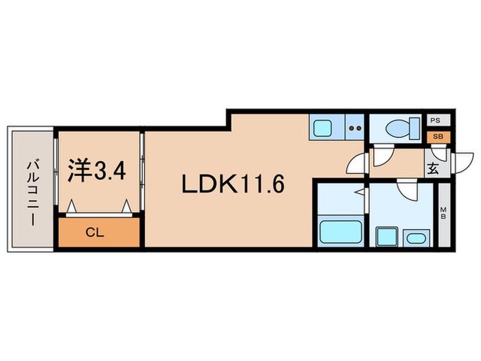 エステイトE神戸城が山(1LDK/2階)の間取り写真