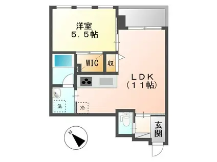 ノッティング ヒル(1LDK/3階)の間取り写真