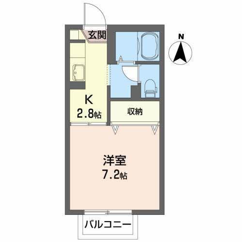 シャトル矢巾(1K/1階)の間取り写真