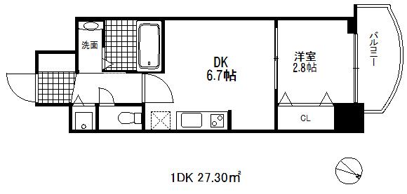セレニテ神戸元町(1DK/14階)の間取り写真