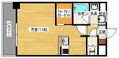 アーバンドエル(ワンルーム/1階)の間取り写真