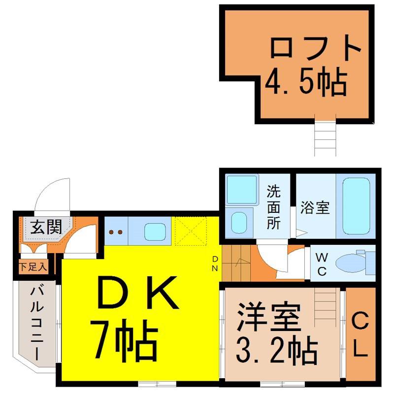 セリシール(1DK/2階)の間取り写真